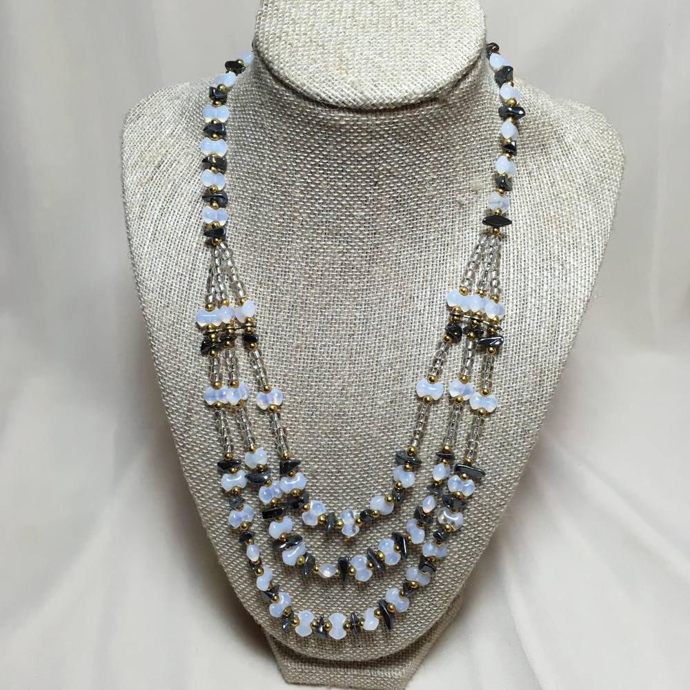 Vintage iridescent glass & hematite Necklace